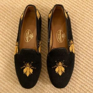 Stubbs & Wootton Needlepoint Slipper Shoe in Bee Pattern